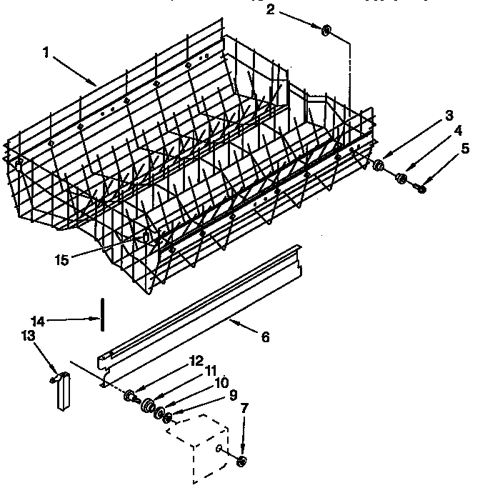 KitchenAid KUDD230YWH0 upper rack and track diagram