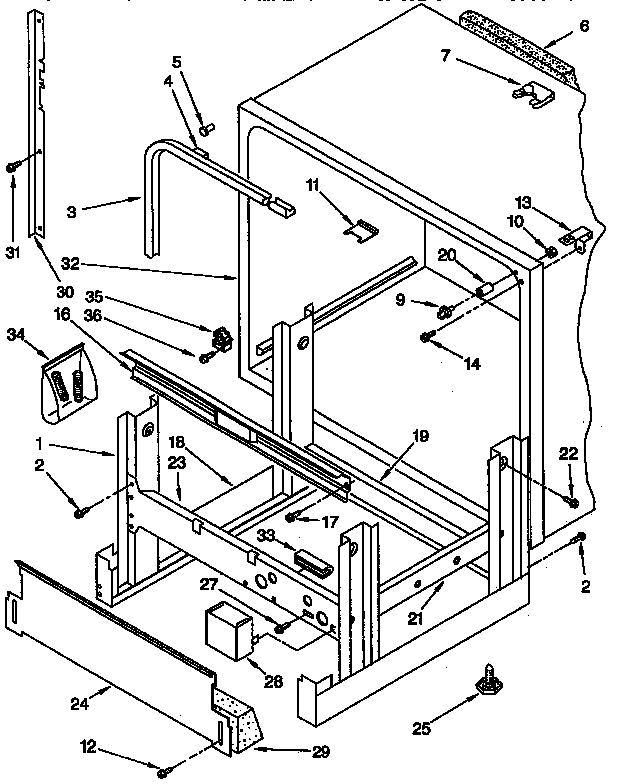 KitchenAid KUDS230Y1 frame and tank diagram