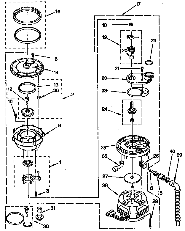 KitchenAid KUDP230Y0 pump and motor diagram