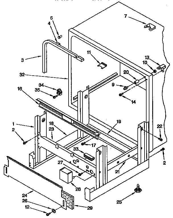 KitchenAid KUDP230Y0 frame and tank diagram