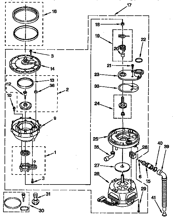 KitchenAid KUDJ230YWH1 pump and motor diagram