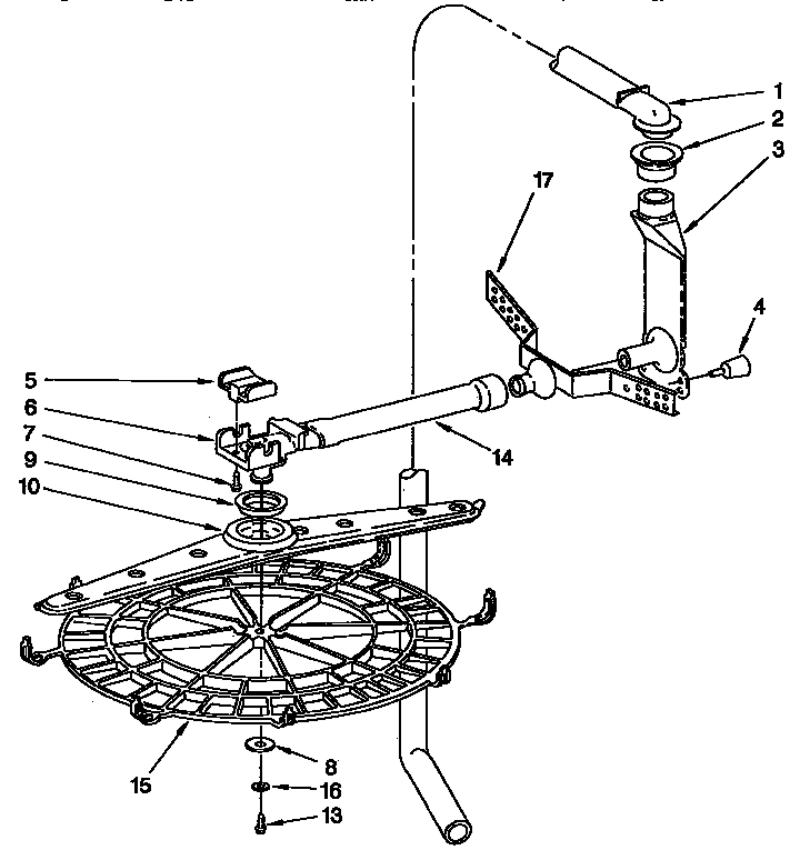 KitchenAid KUDJ230YWH1 upper wash and rinse diagram