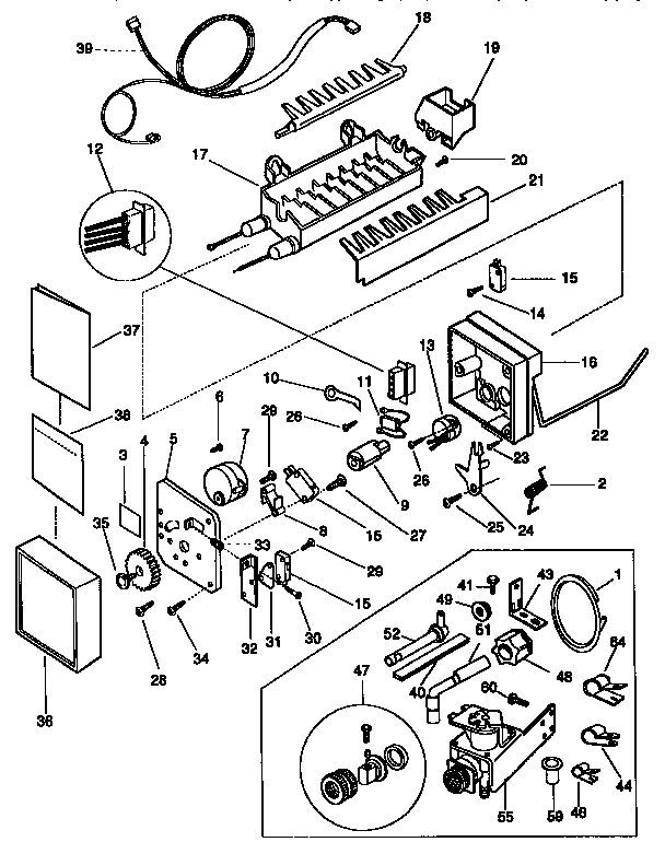 Kenmore 2539338701 icemaker diagram