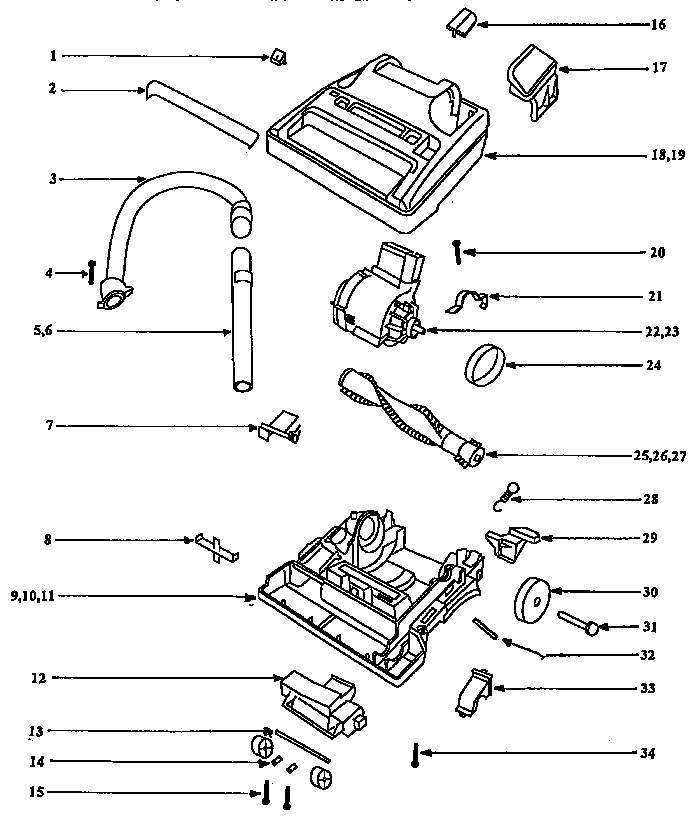 Eureka 9855BTH nozzle and motor assembly diagram