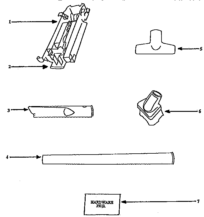 Eureka 9855BTH attachment parts diagram