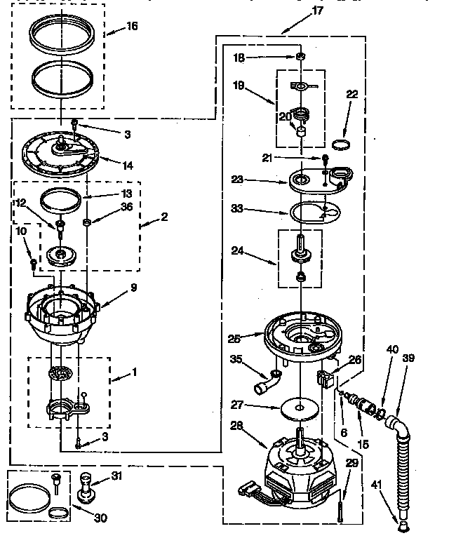 KitchenAid KUDJ230YAL0 pump and motor diagram
