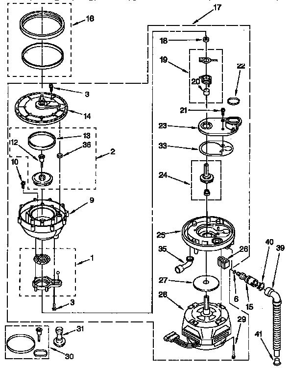 KitchenAid KUDB230Y2 pump and motor diagram