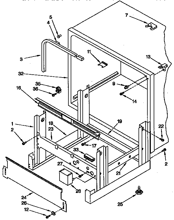 KitchenAid KUDB230Y2 frame and tank diagram