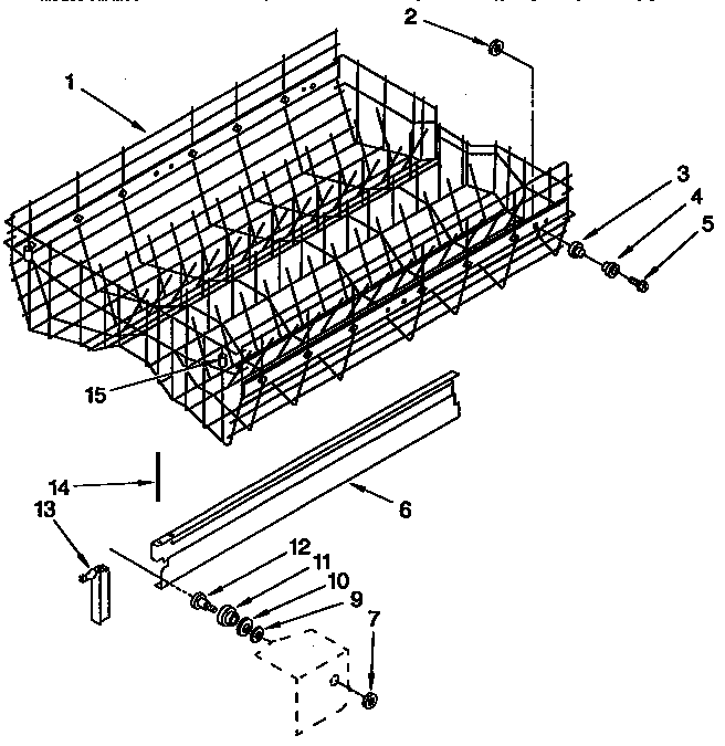 KitchenAid KUDB230Y2 upper rack and track diagram