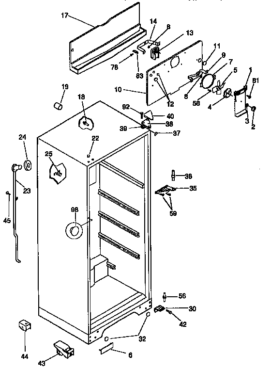 Kenmore 2539338091 cabinet parts diagram