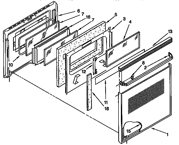 Kenmore 6654428997 upper oven door diagram