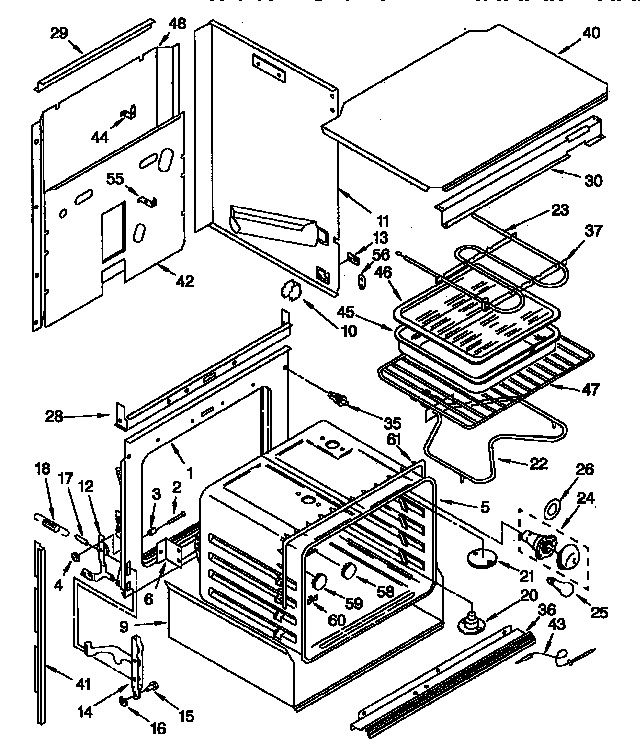KitchenAid KEBI200YBL2 upper oven diagram