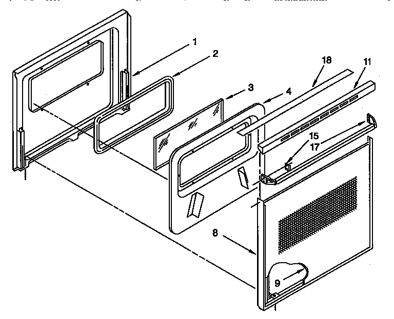 KitchenAid KEBI200YBL1 lower oven door diagram