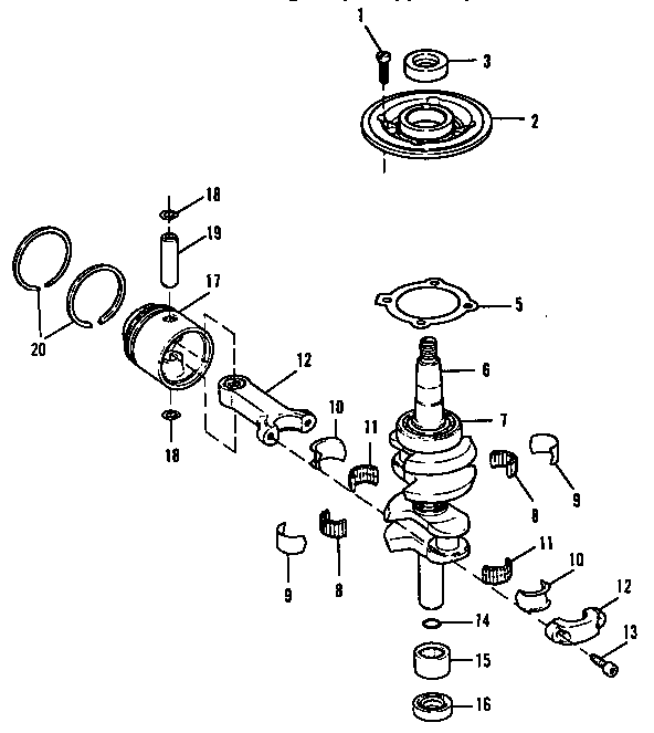 Craftsman 225581507 crankshaft and piston diagram