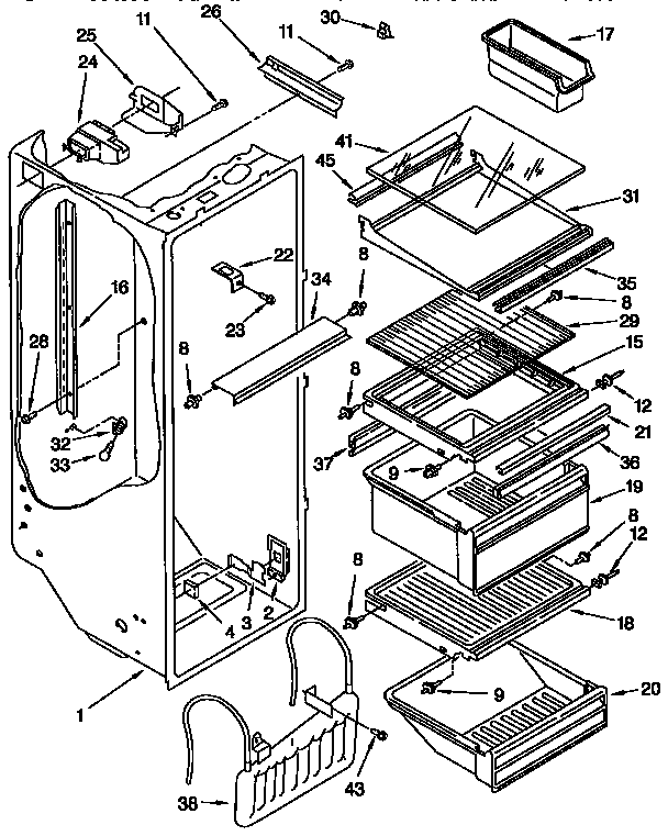 Kenmore 1069532512 refrigerator liner diagram