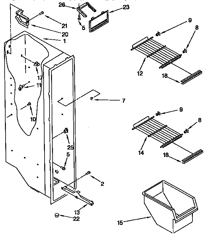 Kenmore 1069532512 freezer liner diagram