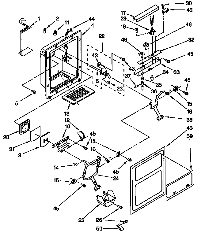 Kenmore 1069532512 dispenser front diagram