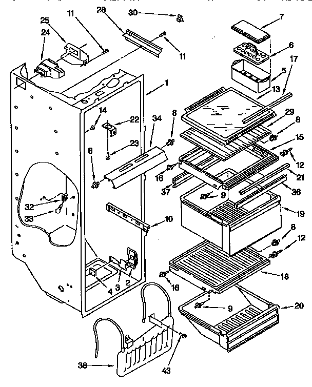 Kenmore 1069542852 refrigerator liner diagram