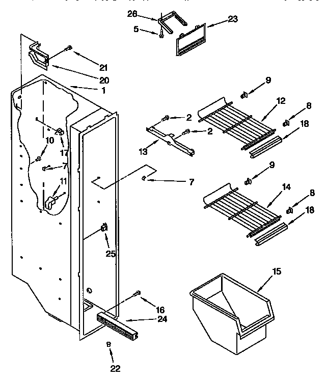 Kenmore 1069542852 freezer liner diagram