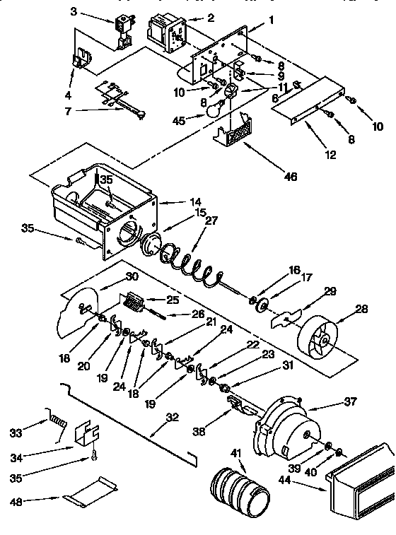Kenmore 1069542852 motor and ice container diagram