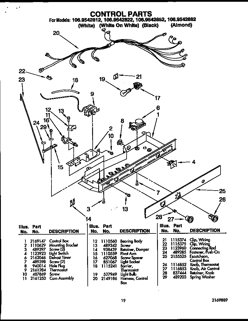 Kenmore 1069542852 control diagram