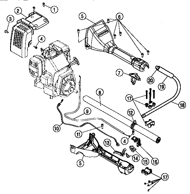Craftsman 315742260 handle and upper boom assembly diagram