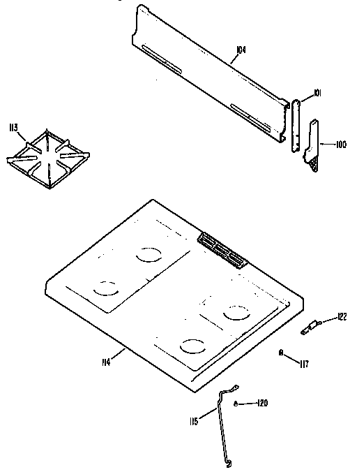 Kenmore 3626111195 main top section diagram