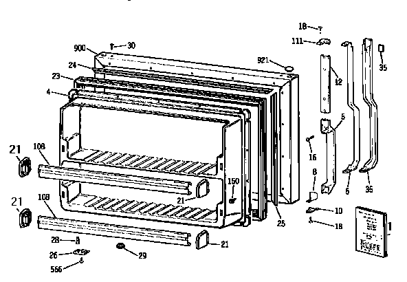 Kenmore 3639738783 freezer door diagram