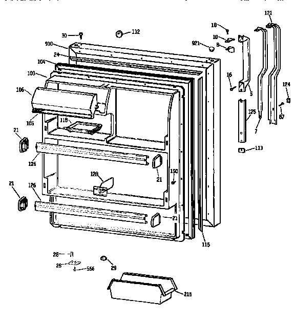 Kenmore 3639738783 fresh food door diagram