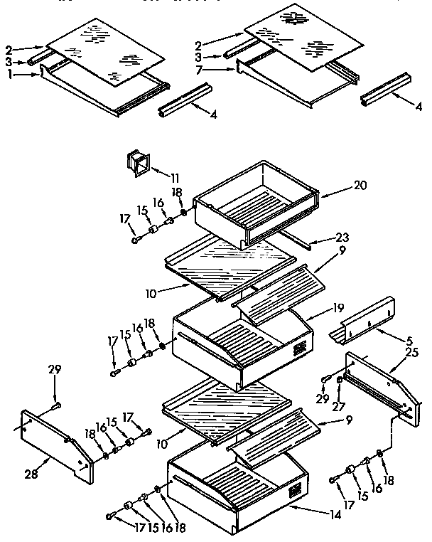 KitchenAid KSSS36DAX00 refrigerator shelf diagram