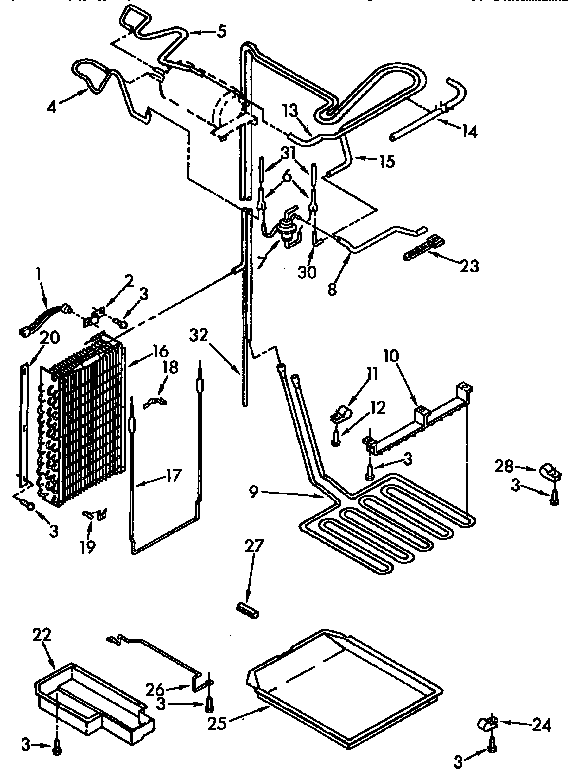KitchenAid KSSS36DAX00 lower unit and tube diagram