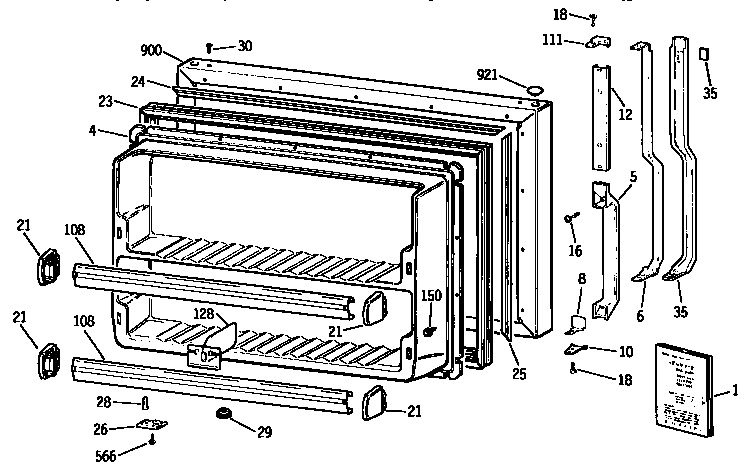 Kenmore 3639631587 freezer door diagram