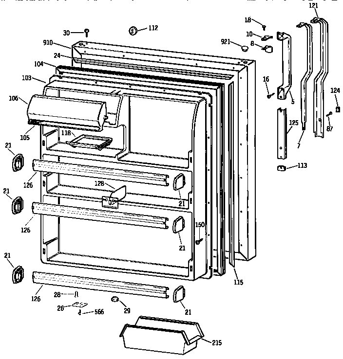 Kenmore 3639631587 fresh food door diagram