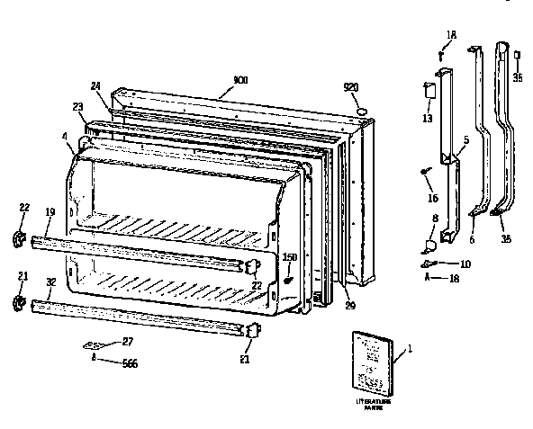 Kenmore 3639646511 freezer door diagram