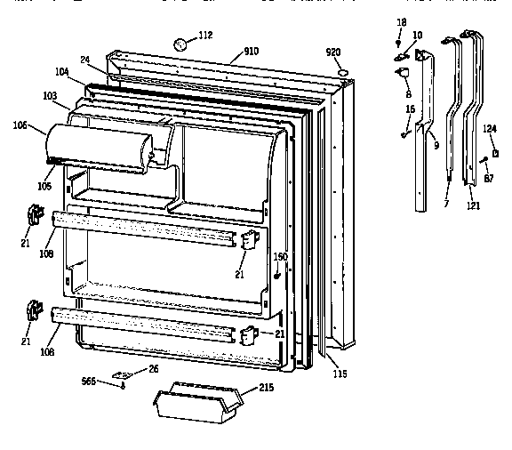 Kenmore 3639646511 fresh food door diagram