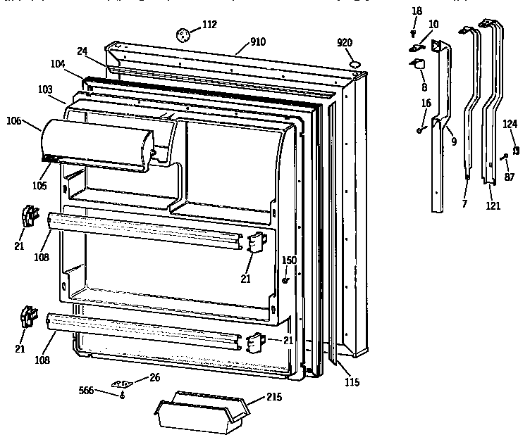 Kenmore 3639644511 fresh food door diagram