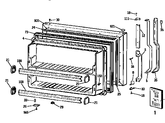 Kenmore 3639638715 freezer door diagram