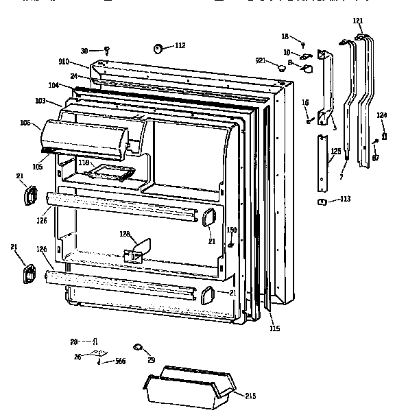 Kenmore 3639638715 fresh food door diagram