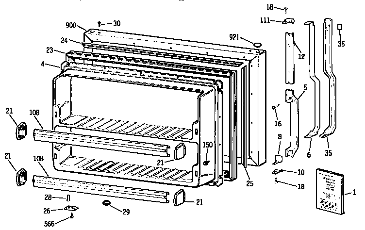 Kenmore 3639738515 freezer door diagram