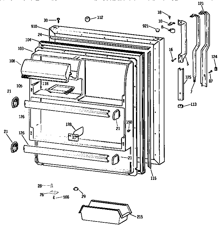 Kenmore 3639738515 fresh food door diagram
