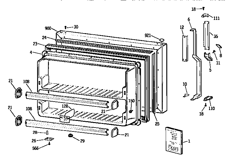 Kenmore 3639641724 freezer door diagram