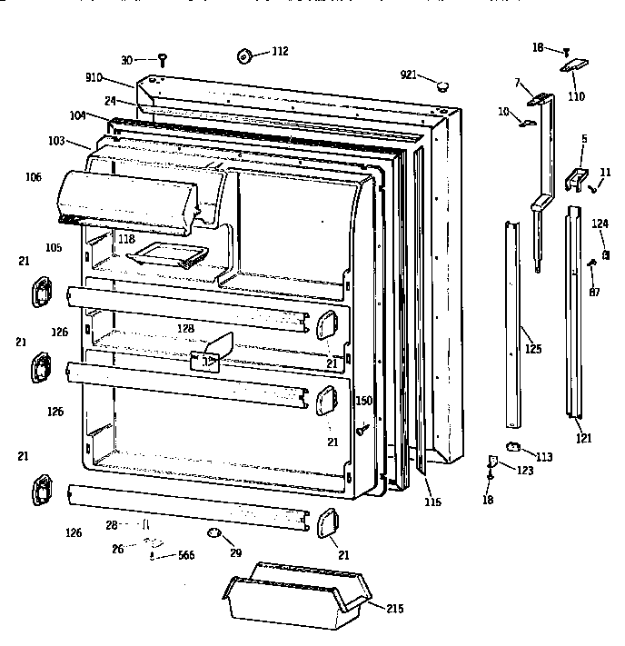 Kenmore 3639641724 fresh food door diagram
