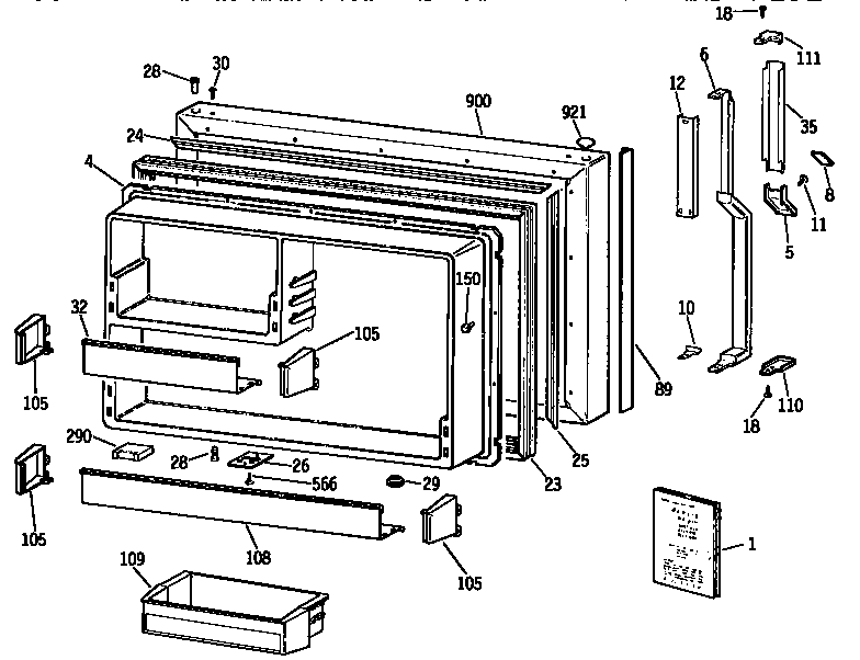 Kenmore 3639735789 freezer door diagram