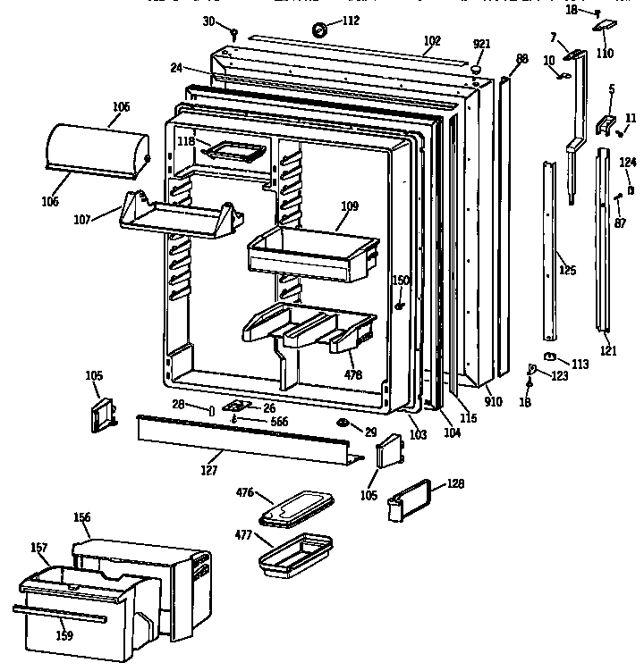Kenmore 3639735789 fresh food door diagram