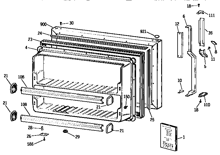 Kenmore 3639634729 freezer door diagram
