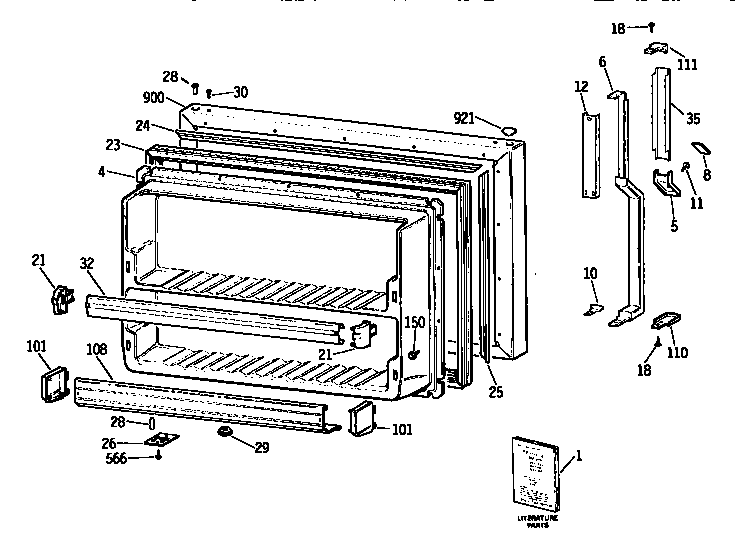 Kenmore 3639642884 freezer door diagram