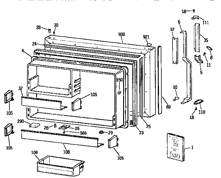 Kenmore 3639632756 freezer  door diagram