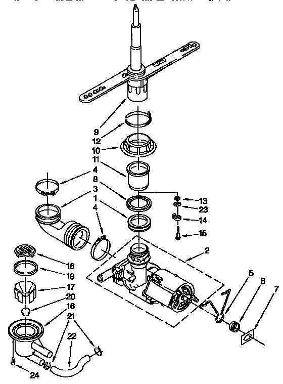 Kenmore 6651644591 pump and spray arm diagram