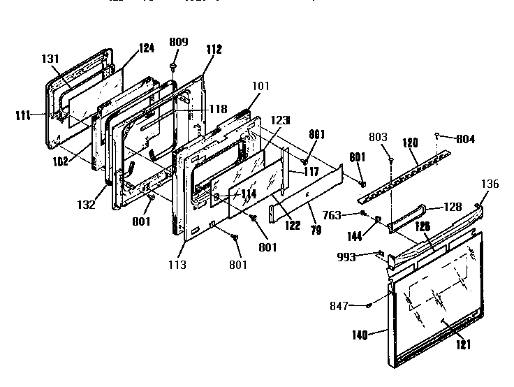 Kenmore 9114132994 upper door section diagram