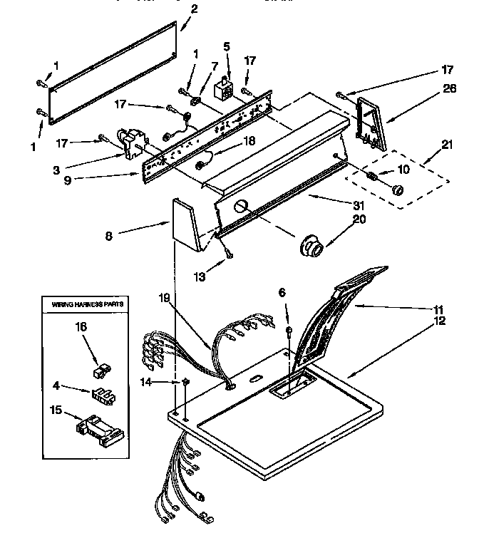 Kenmore 11096529110 top and console diagram